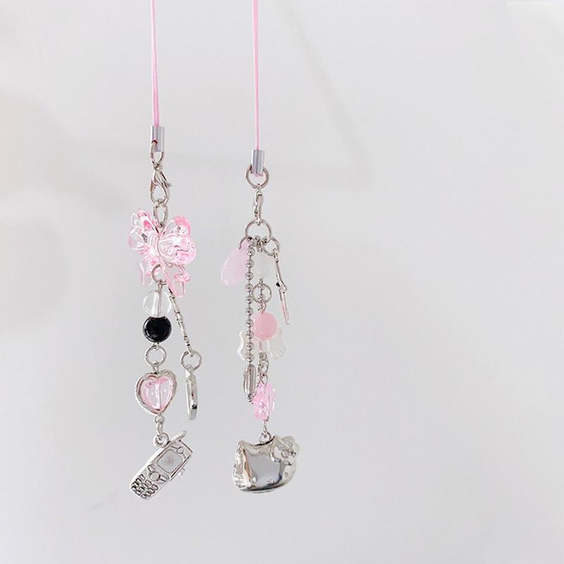 Bowknot & Heart Design Phone Chain, Creative Design Decorative Hanging Pendent, Portable Cell Phone Strap for Women & Girls, Phone Accessories, Phone Charms