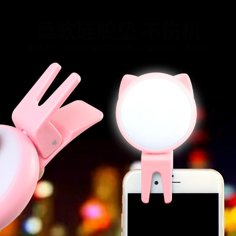 Cartoon Cat Design Rechargeable Selfie Ring Light, Portable LED Light Ring, Mini Live Broadcast Light for Phone, Selfie Accessories