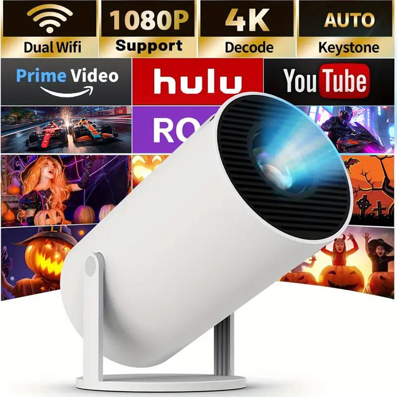 Fall Portable Outdoor Projector, 1080P HD Smart Projector with 4K Support, WIFI and Bluetooth Compatible, Home and Outdoor Portable Projector, Bedroom Projector, Mini Projector