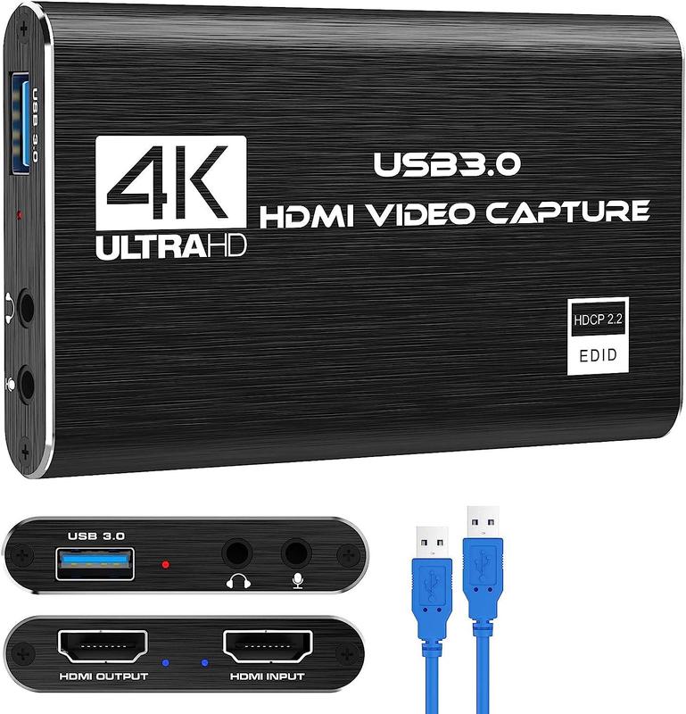 4K Audio Video Capture Card, USB3.0 HDMI Game Capture Device Switch For Streaming 4K 60HZ HDMI-compatible HDMI-compatible Recorder HD Live Streaming Capture 60 FPS For Xbox Game Use