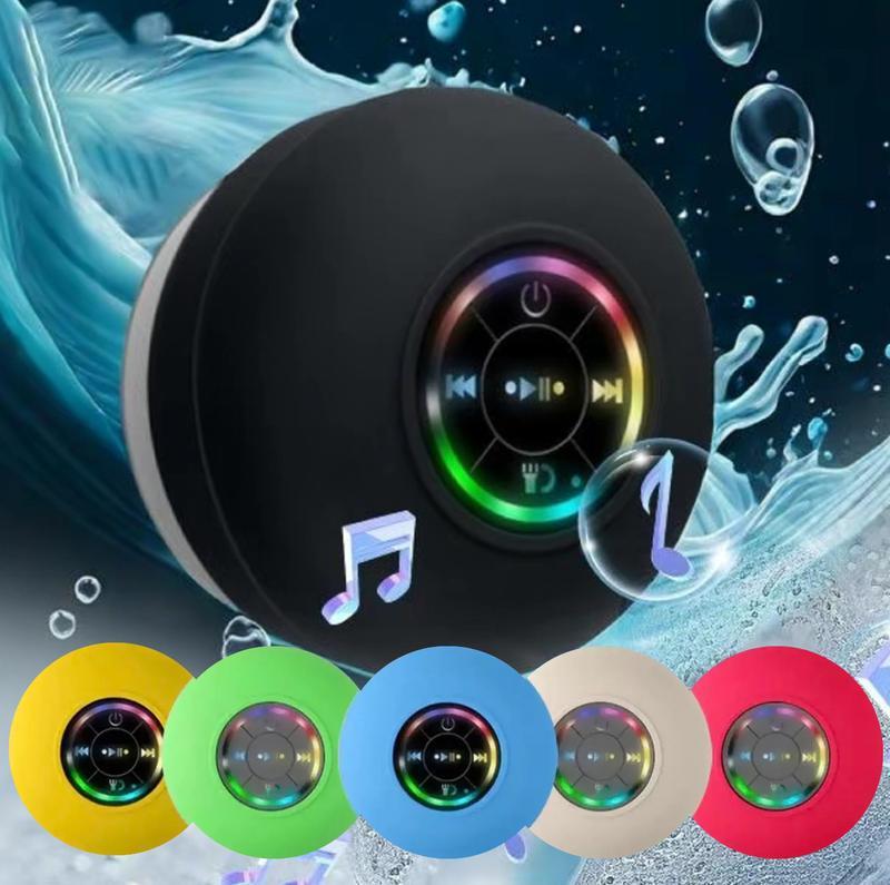 shower loud led Speaker, Waterproof Suction Cup-phone holder&wholesale Bluetooth-compatible-RGB Light for Beach,  & Outdoor , Bathroom, Christmas gift