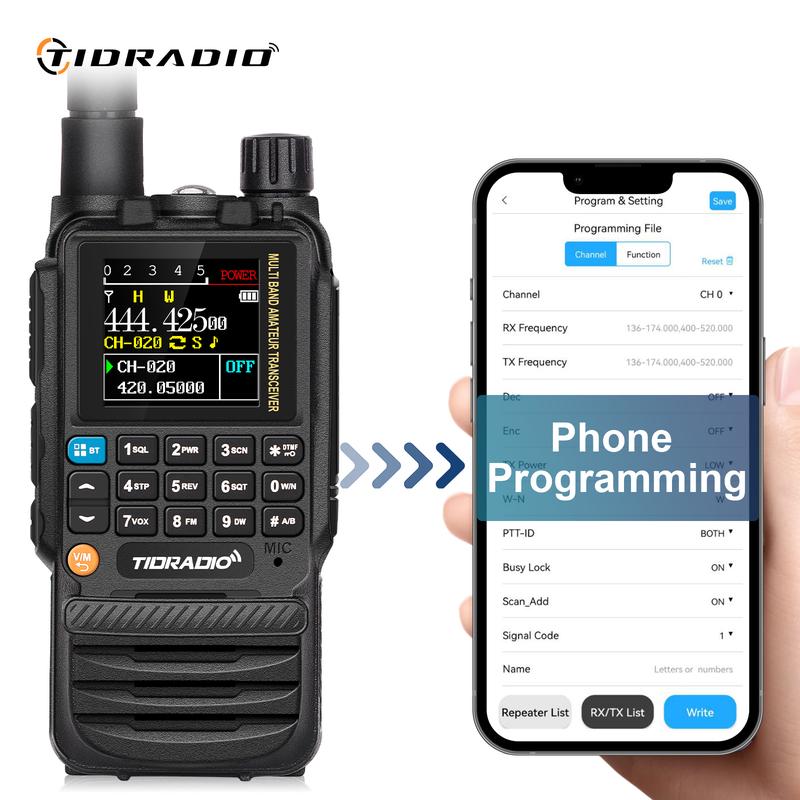 TIDRADIO TD-H3 GMRS&HAM Radio Handheld Long Range Walkie Talkie,Wireless Programming Multi-Band Receiving Two-Way Radio,USB-C Programming & Charging,2500mAh Battery,AM FM Reception,NOAA VOX SCAN