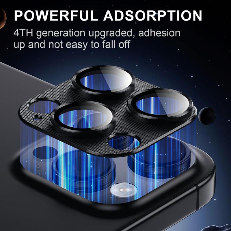 Camera Lens Protector, Shockproof Aluminum Alloy & 9H Tempered Glass Protector, Full Protective Lens for iPhone 16 Pro & Camera Cover for iPhone 16 Plus