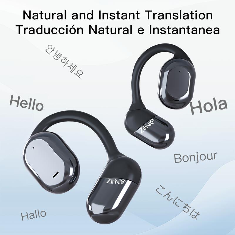 ZIHNIC S05 AI Open-Ear Headphone,Bluetooth V5.4 Translation Earphones L,Fashionable Earbuds,IPX5 WATER PROOF,Wireless Gaming Headphones,HIFI Sound Quality Music Earbudsfor Gaming Travel Sports Built-in Mic,Electronic Audio&Video Product Headset