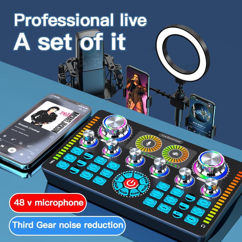 Audio Mixer, 1 Count Professional Audio Mixer, Multi-functional Audio Mixer for Live Streaming, Karaoke, DJ, Home Theater