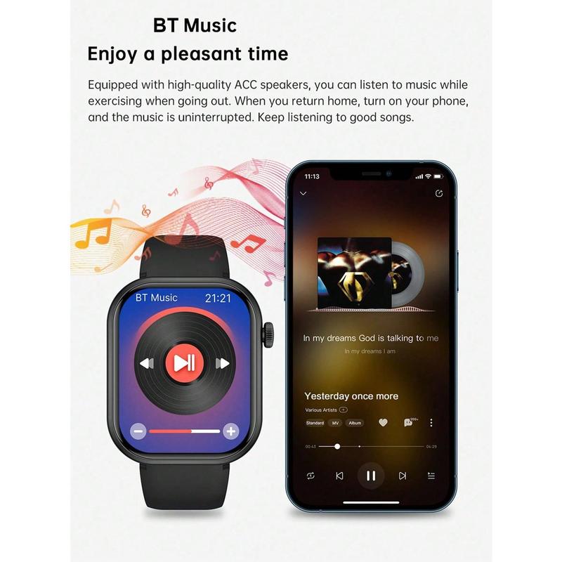 Sporty Smart Watches,Smart Watch For Women With High Definition Screen Smartwatch 1.70-Inch LED High-Definition Color Screen With Curved Surface, Fully Fitted Touch Screen Support For Multiple Languages, Wireless Charging Function, Music Player,