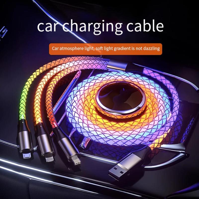 3 In 1 Luminous Charging Cable, Portable USB Charging Cable, Multifunctional Charging Cable For iPhone Android