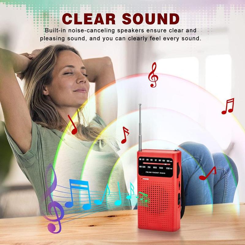 AM FM Portable Radio for Long Range Reception, 2AA Battery Operated Radio with Loud Speaker, Long Range Reception Portable Radio with Headphone Jack for Indoor Outdoor Emergency Use