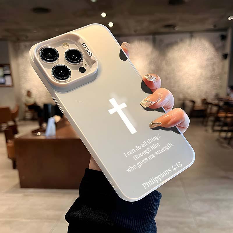 Cross & Letter Pattern Phone Case, Anti-drop Cellphone Protective Case, Total Protective Shockproof Mobile Phone Cover for iPhone 11 12 13 14 15 16 Pro Max