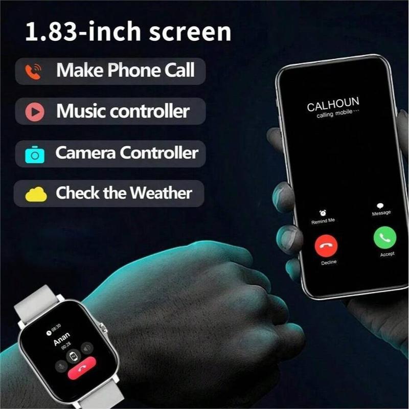 SIMSONLAB 1.83 Inch HD Smartwatch, 1 Count Fashionable Smartwatch with BT Calling & Check Weather, Sports Tracking Smartwatch for Android and iOS, Christmas Gifts