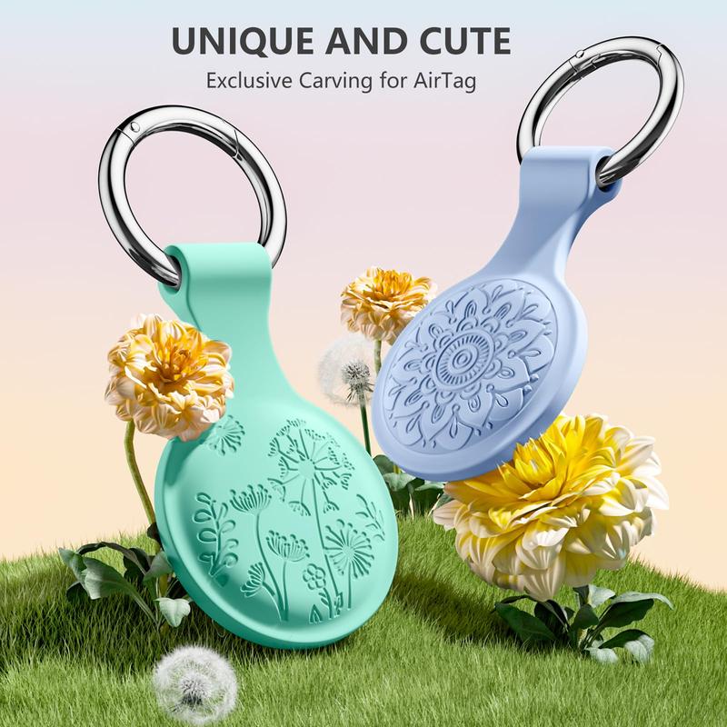 Trendy Carved Tracker, Anti Scratch Silicone Tracker with Anti-lost Key Ring, Portable Anti-lost Device for Keys Kids' Backpacks, Dog Collars