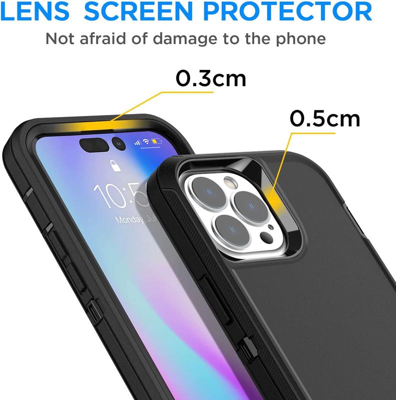 For Apple iPhone Case For iPhone 15 14 Plus 13 12 11 Pro Max Shockproof Defender Rugged Heavy Duty Triple Layers Dropproof Cover - Free Tempered Glass Screen Protector