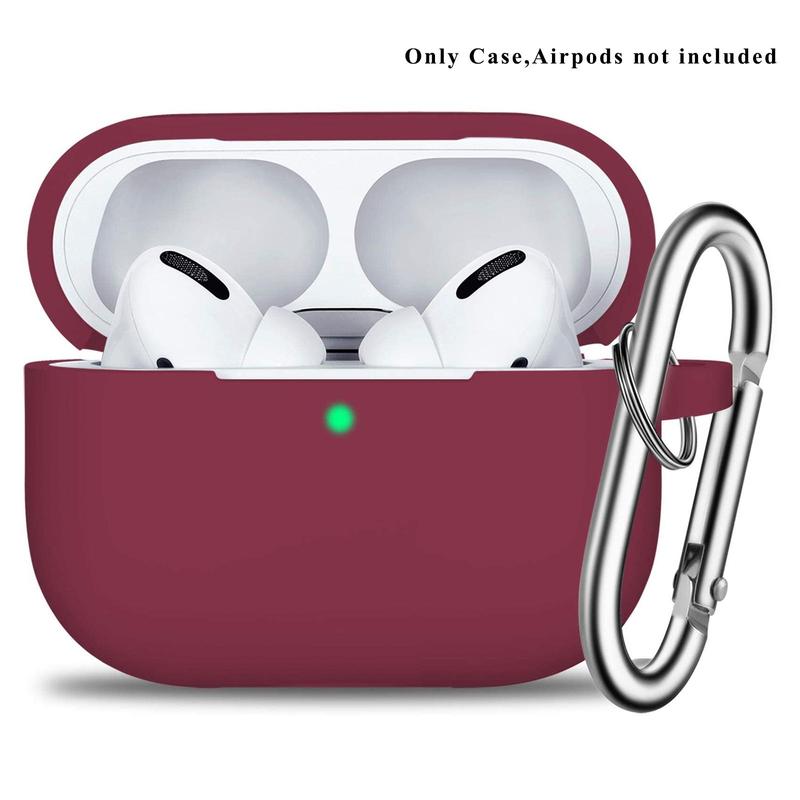 Silicone Earphone Case with Carabiner, Solid Color Anti-fall Earphones Protective Case for Airpods Pro 2, Soft Earphone Protector with Visible LED Charging Indicator for Women & Men, Summer Gifts 2024, Earphone Accessories