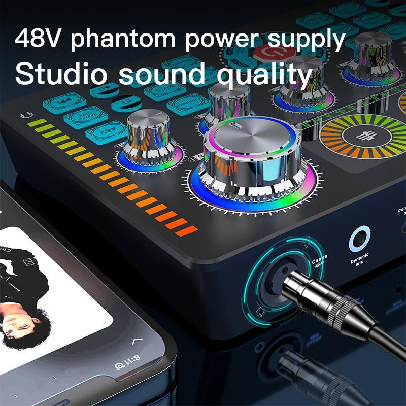 Audio Mixer, 1 Count Professional Audio Mixer, Multi-functional Audio Mixer for Live Streaming, Karaoke, DJ, Home Theater