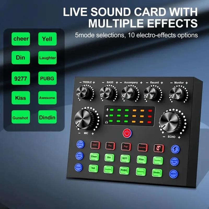 Live Broadcast Equipment, Audio DJ Equipment Mixer, Podcast Mixer with Microphone Set Suitable for Mobile Games Karaoke Studio Live Podcast