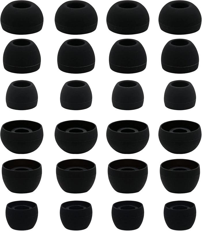 12 Pairs  Replacement Earbud Ear Buds Tips Compatible with Skullcandy Sesh Evo and Other 3.8mm to 5.5mm Nozzle Earbuds Earphones, S M L Black