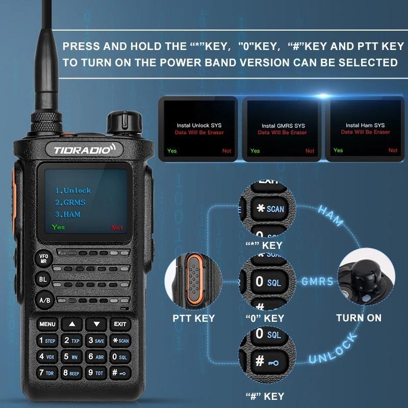 TIDRADIO TD-H8 (2nd Gen) GMRS  Ham Radio 10Watt Long Range  Walkie Talkies Capacity Solid Performance Handheld Two-Way Radio Wireless Programming Module with Repeater List