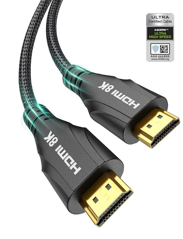 8K HDMI Cable - Ultra High Speed HDMI Cable 2.1 Certified 4K 120hz 8K 60hz 48Gbps Braided eARC HDCP 2.2&2.3 - Compatible for Xboe Blu-ray HDTV PS5 Monitor