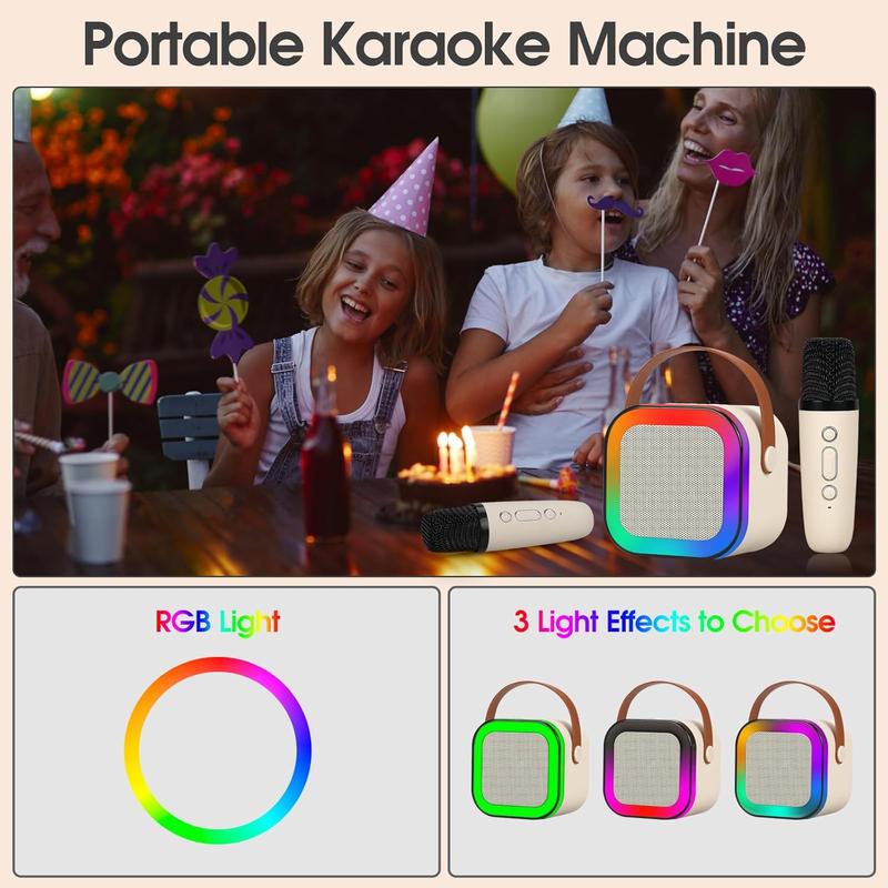 Mini karaoke machine with microphone sound system, portable karaoke machine with 2 wireless microphones, birthday gifts for girls and children aged 4-12, family gatherings Audio Colorful Audio Colorful Ktv Stereo Ktv Stereo Smartphone