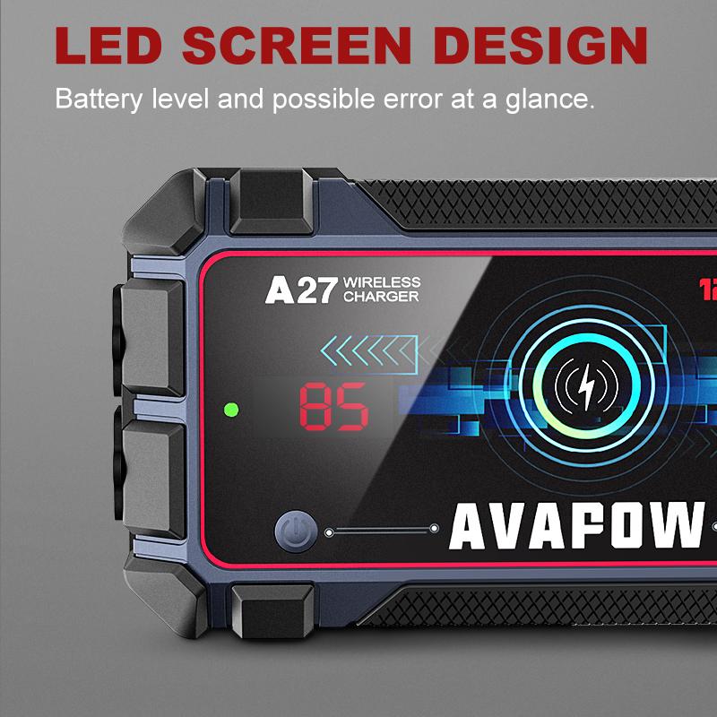 AVAPOW Jump Starter Car Battery 2500A Peak,Portable Jump Starters for Up to 8L Gas 8L Diesel Engine with Booster Function,Wireless Charging Design,12V Lithium Jump Pack,The final purchase price is based on the actual payment amount