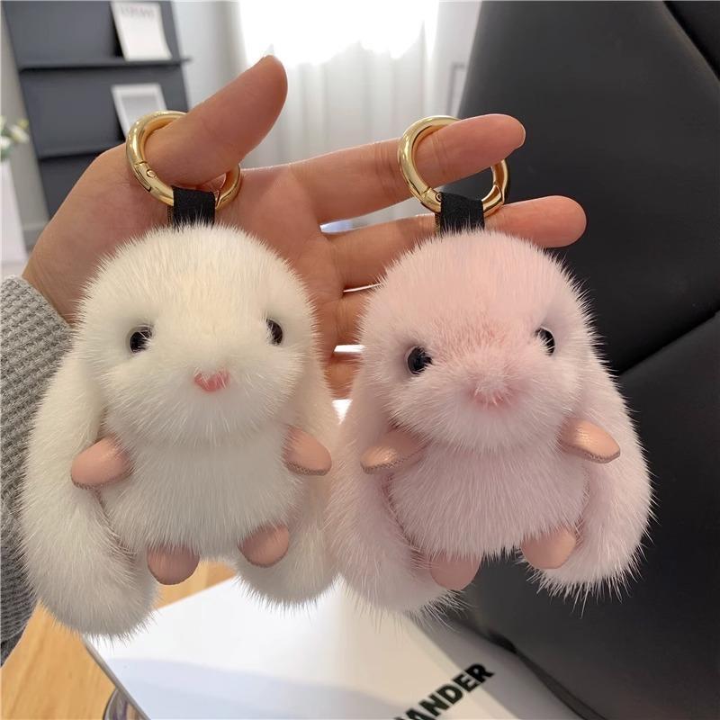 Cute Rabbit Design Phone Charms, Fashionable Plush Keychain Decoration, Phone Decorative Ornaments for Women & Girls, Mobile Phone Decoration Accessories