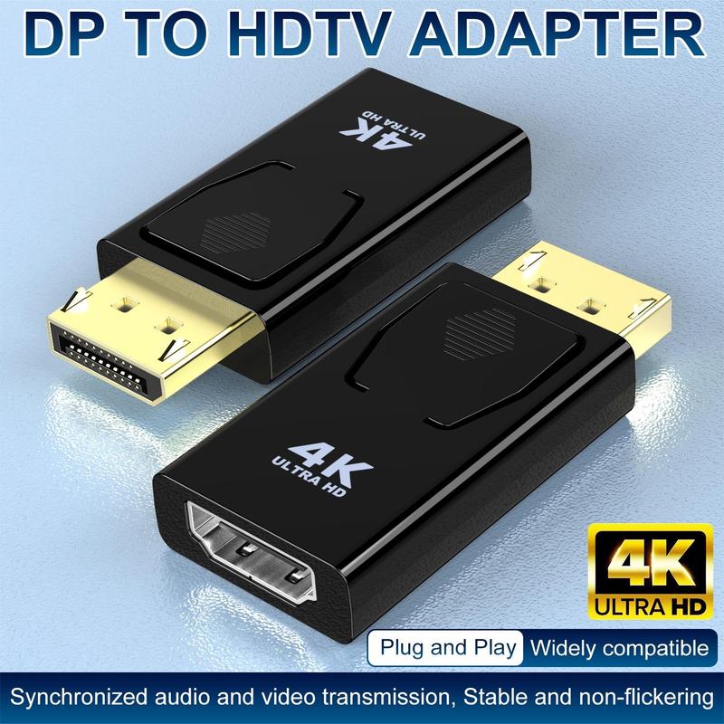 Portable DP To HDMI Adapter, Display Port Male To HDMI Female Converter, Laptop Connection To TV Adapter, Audio & Video Accessories