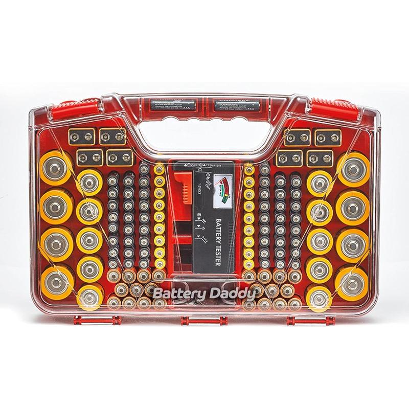 Battery Daddy-Battery Box with Tester, Can and Protect up 180 Batteries, Transparent Lock Cover, as Seen on TV Phone Smartphone