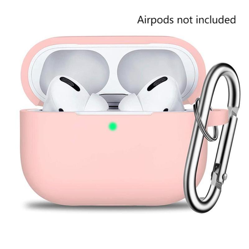 Silicone Earphone Case with Carabiner, Solid Color Anti-fall Earphones Protective Case for Airpods Pro 2, Soft Earphone Protector with Visible LED Charging Indicator for Women & Men, Summer Gifts 2024, Earphone Accessories