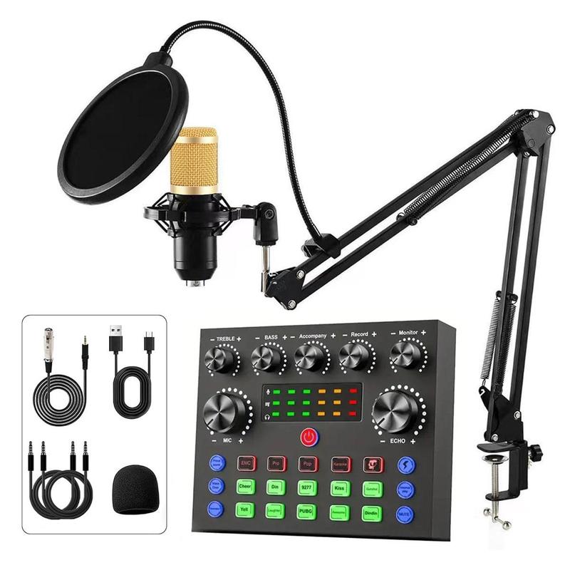 V8S Podcast Equipment Bundle, USB Wireless Microphone & Audio Mixer Set, Professional Audio Equipment for PC Computer Phone Karaoke Singing Game