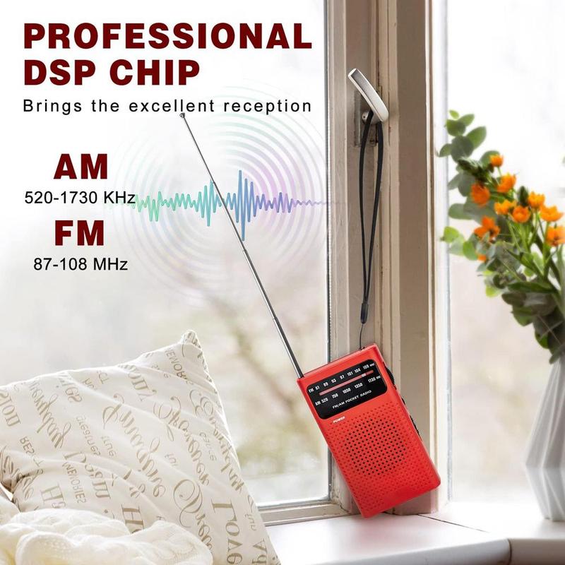 AM FM Portable Radio for Long Range Reception, 2AA Battery Operated Radio with Loud Speaker, Long Range Reception Portable Radio with Headphone Jack for Indoor Outdoor Emergency Use