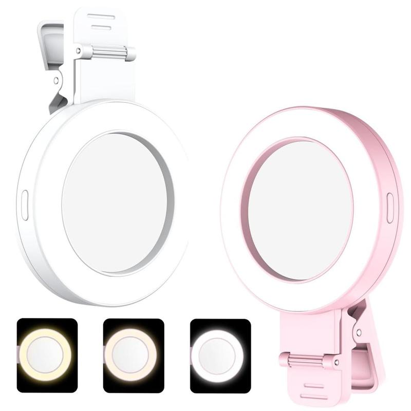 Portable Selfie Ring Light Clip with Mirror, 180° Rotatable Selfie Fill Light Clip, Selfie Accessories for iPhone Android Smartphone Live Streaming