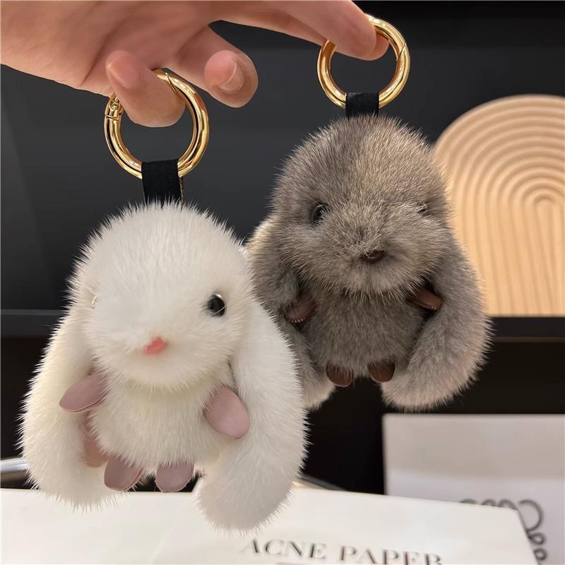 Cute Rabbit Design Phone Charms, Fashionable Plush Keychain Decoration, Phone Decorative Ornaments for Women & Girls, Mobile Phone Decoration Accessories