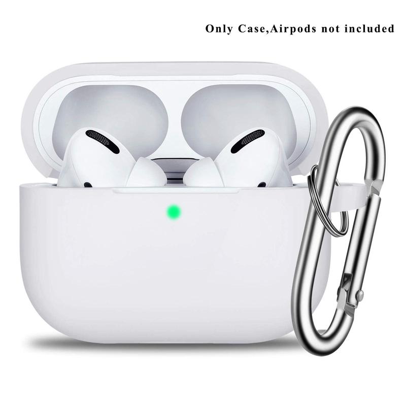 Silicone Earphone Case with Carabiner, Solid Color Anti-fall Earphones Protective Case for Airpods Pro 2, Soft Earphone Protector with Visible LED Charging Indicator for Women & Men, Summer Gifts 2024, Earphone Accessories