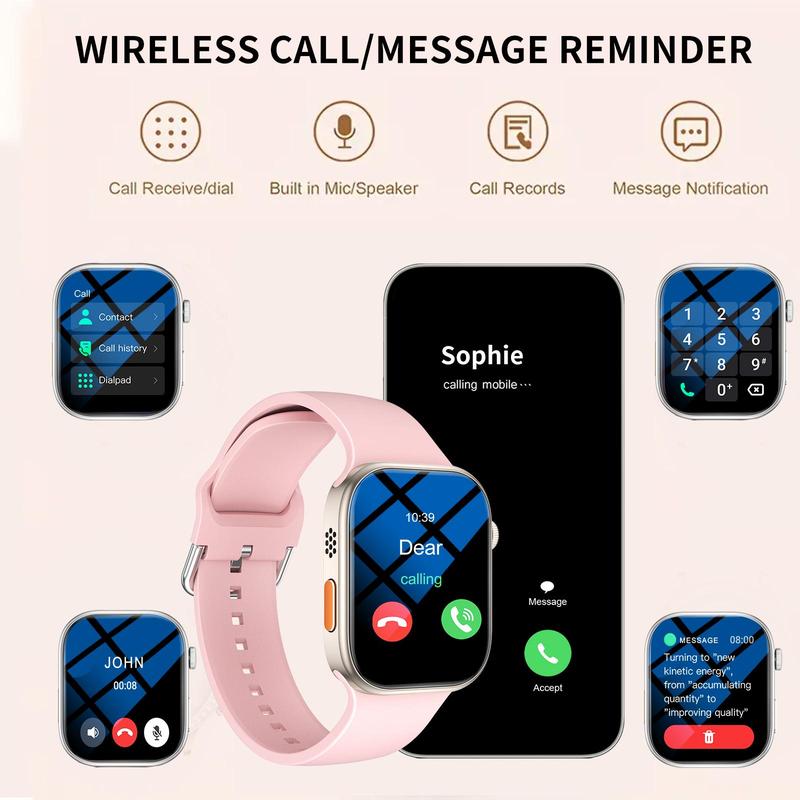 Smart Watch with Wireless Calling Dial, Multiple Sport Mode, Calling Reminder & Rejection, SMS Reminder & Custom Wallpaper Function, Smart & Wearable Devices for iPhone Andriod