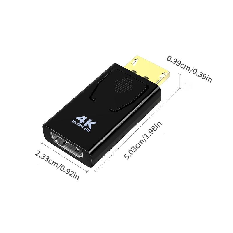 Portable DP To HDMI Adapter, Display Port Male To HDMI Female Converter, Laptop Connection To TV Adapter, Audio & Video Accessories