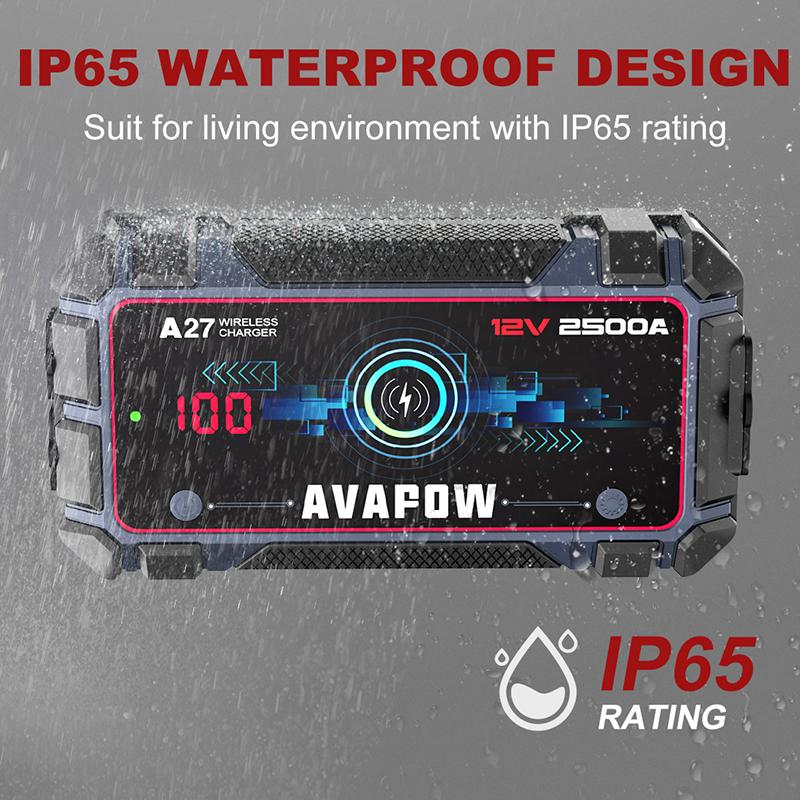 AVAPOW Jump Starter Car Battery 2500A Peak,Portable Jump Starters for Up to 8L Gas 8L Diesel Engine with Booster Function,Wireless Charging Design,12V Lithium Jump Pack,The final purchase price is based on the actual payment amount