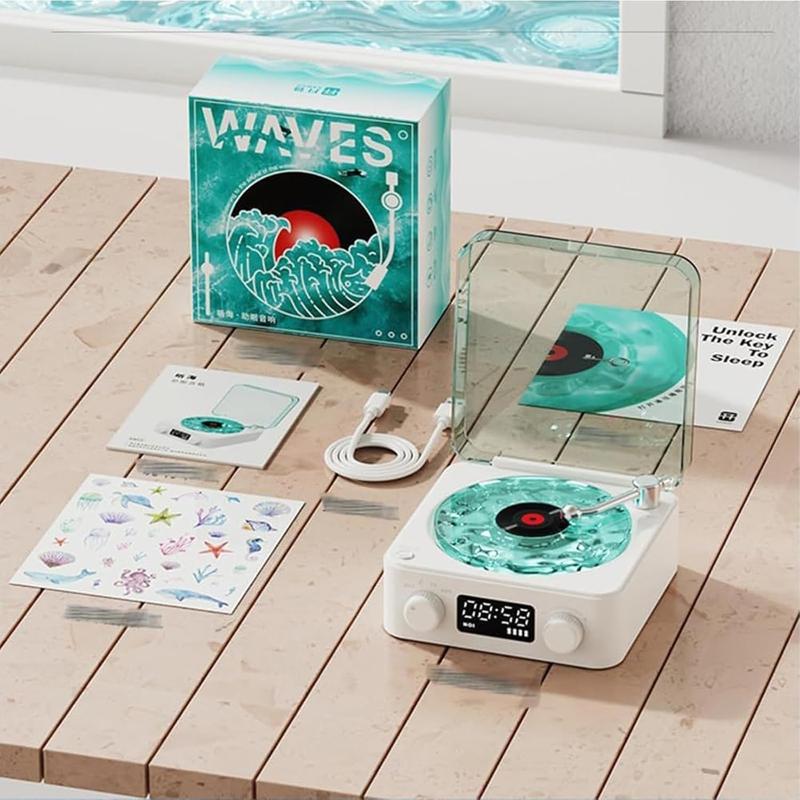 Aqua Vinyl Speaker, AquaVinyl Waves Mini Speaker, Aqua Vinyl Record Player, The Waves Vinyl Player, Waves Vinyl Bluetooth Speaker, Record Player Speaker