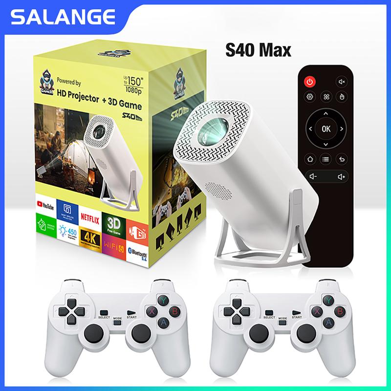 Salange S40 Max Portable Mini Gaming Projector Game Emulator Free Style Home Theater 1080P Video Supported 720P Outdoor Beamer Android 11.0 OS