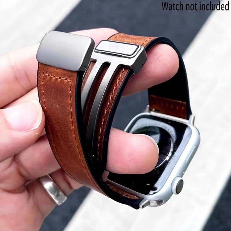 Magnetic Artificial Leather Band Compatible with Apple Watch Bands 38 40 41 42 44 45 49mm, Adjustable Band Compatible with Apple Watch Ultra 10 9 8 7 6 5 4 3 2 1