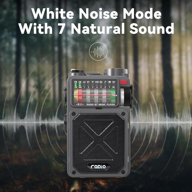 Portable Shortwave Radio -  4000mAh AM FM WB SW Shortwave Radio with  Speaker, Flashlight, Sleep Timer, SOS , and White Noise, Suitable for Camping,