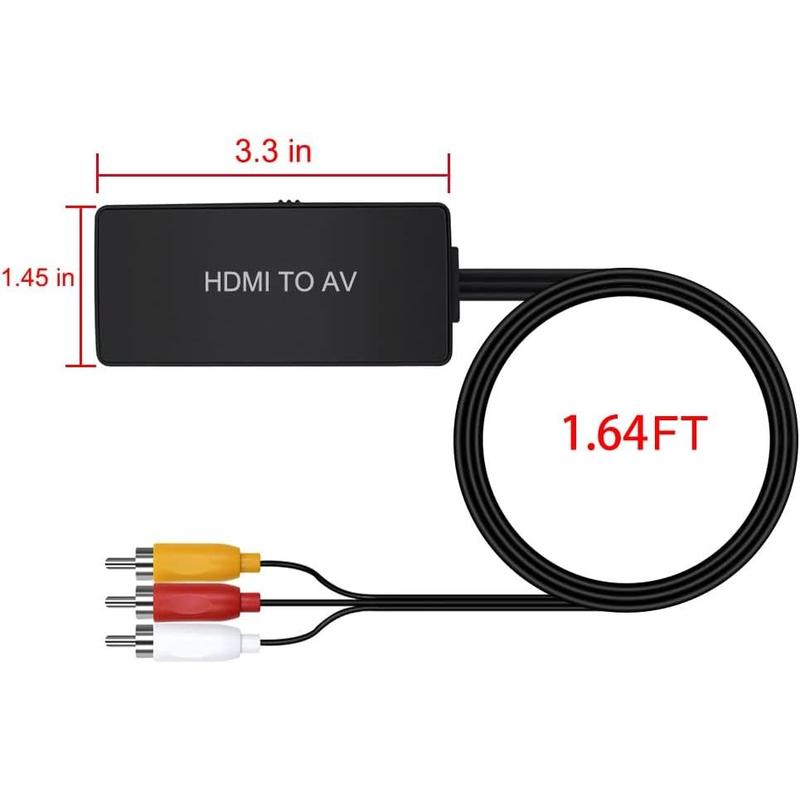 HDMI to RCA Converter, HDMI to Composite Video Audio Converter Adapter, HDMI to AV, Supports PAL NTSC for PS4, Xbox, Switch, TV Stick, Blu-Ray, DVD Player,