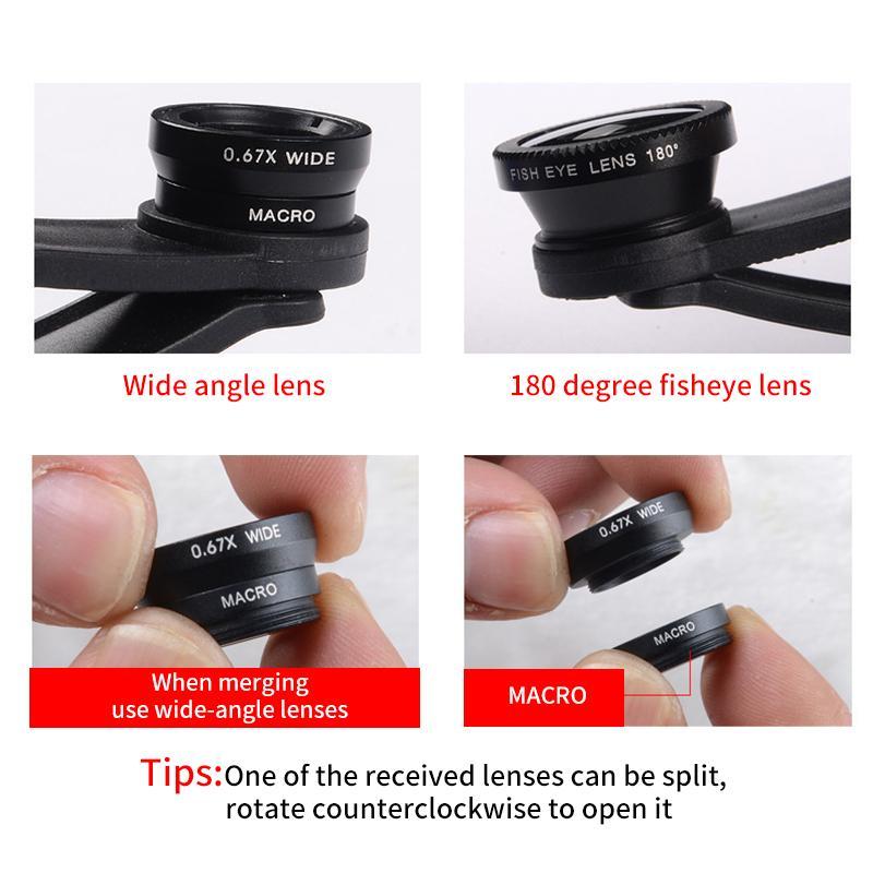 180 Degree Fisheye Wide Angle Macro Camera Magnifying Glass (1 Set), Universal Mobile Phone Lens Clip, Mobile Phone Accessories