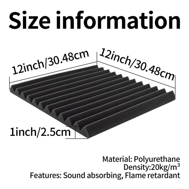 Noise Reduction Foam Panel, 24pcs set Black Sound Insulation Studio Foam Panel, Suitable for Live Broadcast Audio & Video Room Recording Room, Stocking Fillers Gift