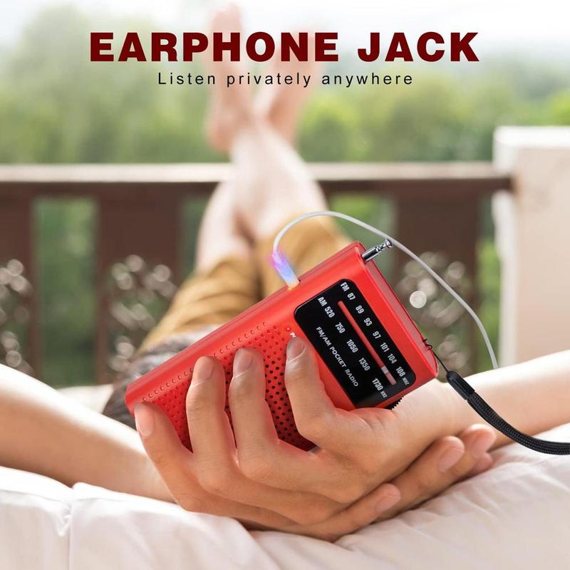 AM FM Portable Radio for Long Range Reception, 2AA Battery Operated Radio with Loud Speaker, Long Range Reception Portable Radio with Headphone Jack for Indoor Outdoor Emergency Use