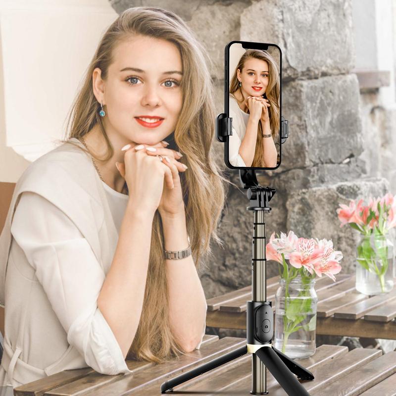 Selfie Stick Tripod With BT Remote Control, Phone Tripod for iPhone, Phone Accessories, Summer Foldable Adjustable Selfie Stick Stand with Phone Holder, Selfie Accessories