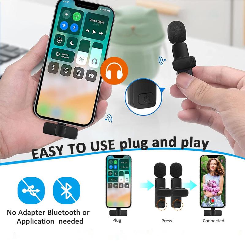 Portable Wireless Lavalier Microphone,Podcasting Perfection: High-Quality Lavalier Mic for Interviews & Shows Audio Cable