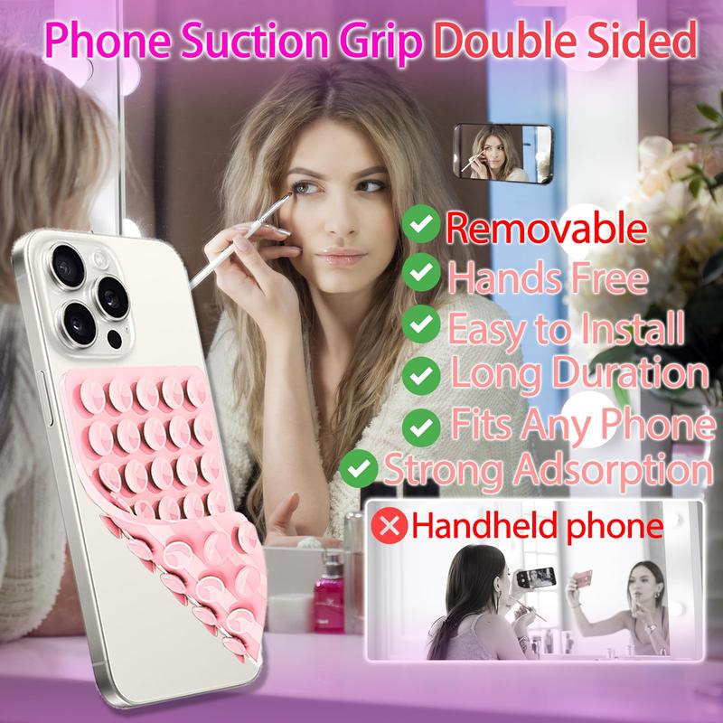 2PCS Silicone Suction Phone Case Mount Non Slip Suction Cup Phone Mount Hands-Free Phone Accessories Holder for Selfies and Videos Silicon Adhesive Phone Stand Sticky for Cell Phone