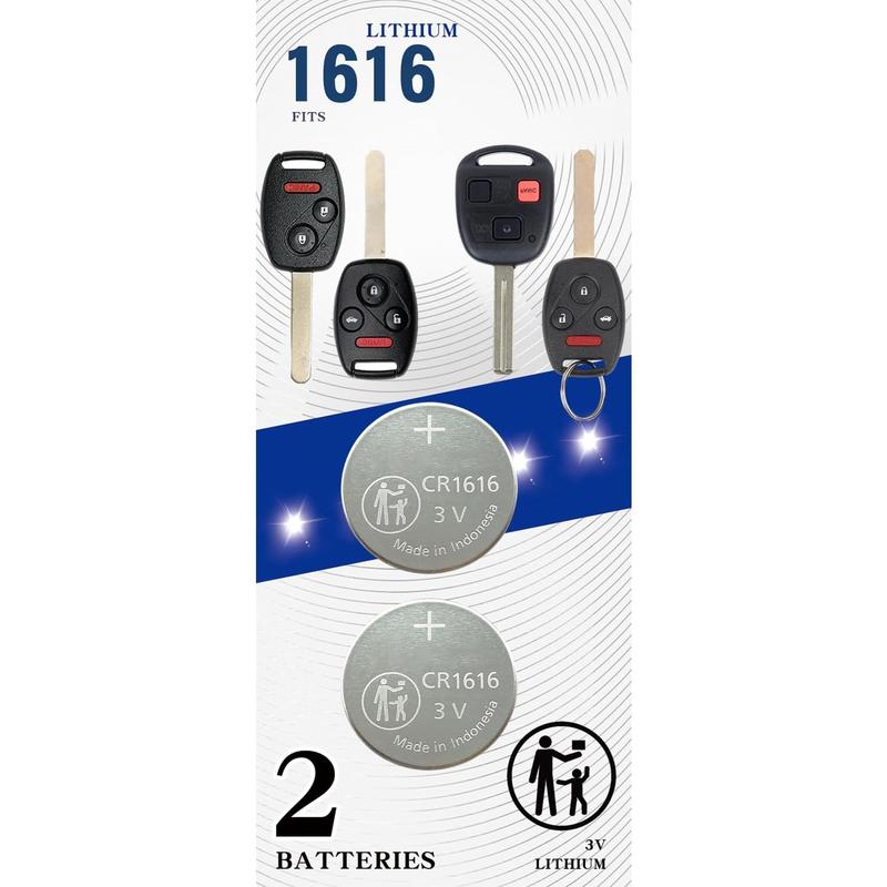 2 Pack CR1616 Key Fob Replacement Batteries for Honda CR-V Civic Accord CR-Z Pilot Ridgeline Odyssey Insight Crosstour Element, Compatible with Lexus ES300 GS300 GS400 GS430 GX470 Smart Remote