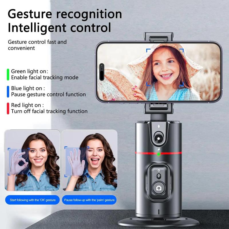 360° Rotation Face Tracking Gimbal Stabilizer, Rechargeable Desktop Gimbal Cell Phone Holder, Mini Smart Auto Tracking Selfie Gimbal Stabilizer, Stocking Fillers Gift