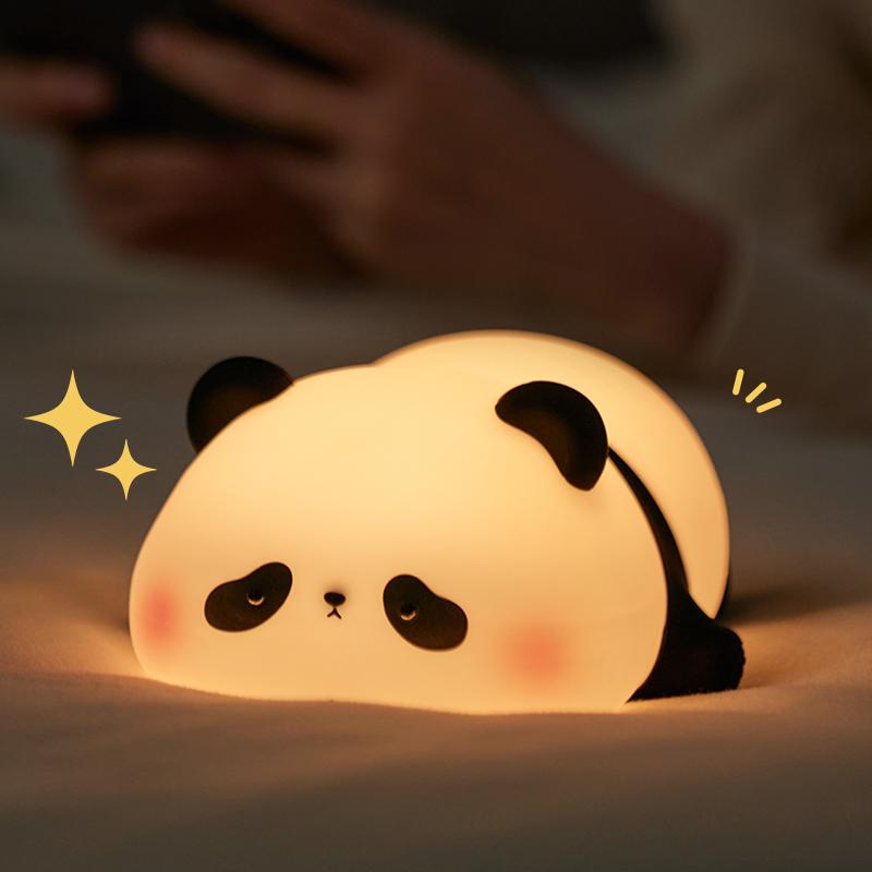 Panda LED Night Light, Cute Silicone Panda Night Light USB Touch Night Lamp, Bedroom Timing Lamp For Decoration Children's Gift